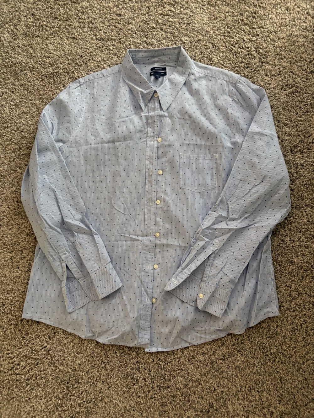 GAP Pale Blue Button-Front Shirt with Navy Dot Print
